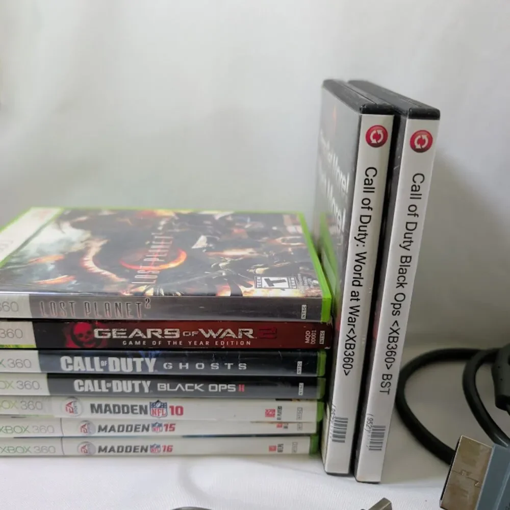 Microsoft Xbox 360 S 120GB Console Bundle Kinect 2 Wireless 1 Wired 9 Games